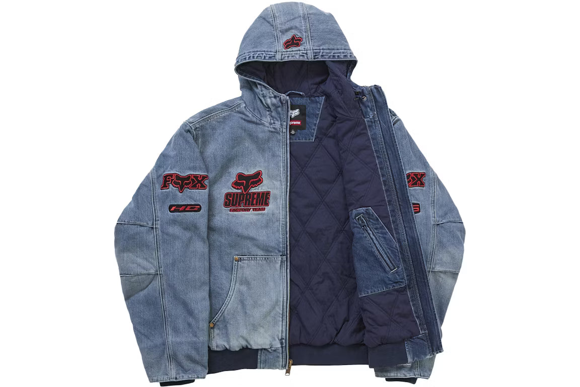 シュプリーム フォックス レーシング フーデッド ワーク ジャケット デニム