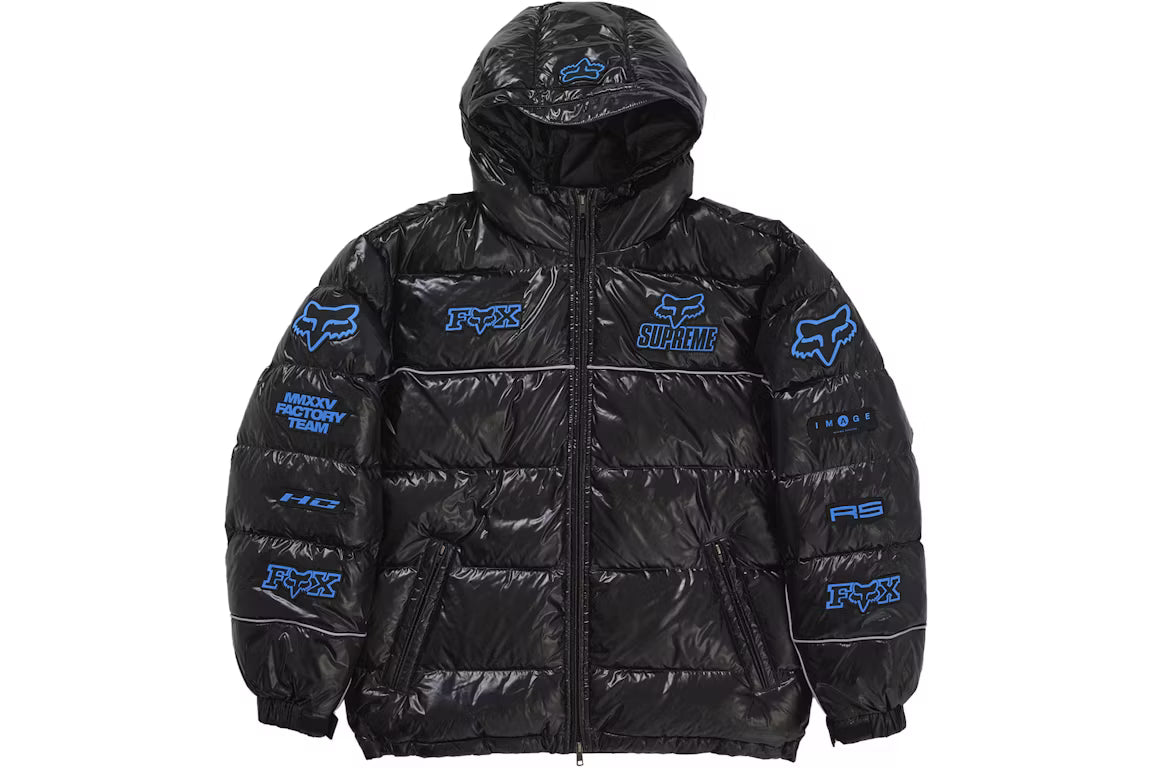 シュプリーム フォックス レーシング シャイニー ダウン パファー ジャケット ブラック